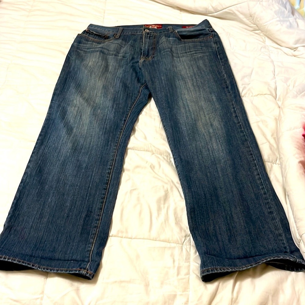 Lucky Brand 181 Relaxed Straight Jeans Men's 34x 32 Blue Denim Dark Wash